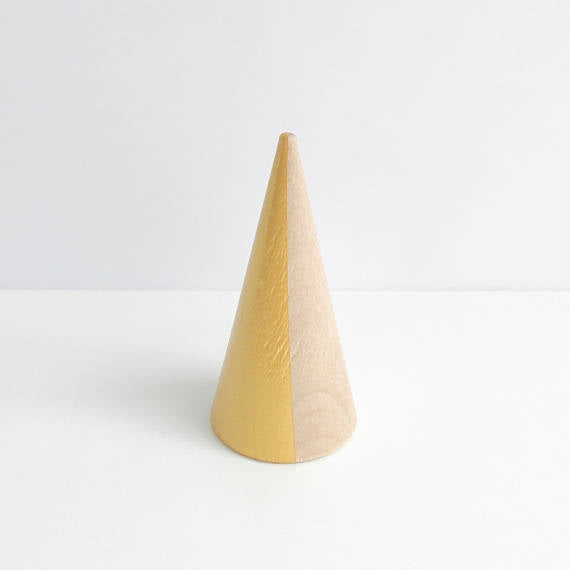 Gold Striped + Beechwood Ring Cone