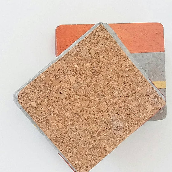 Copper + Gold Concrete Coaster Set