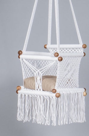 Levi Madero Macrame Swinging Baby Chair-White
