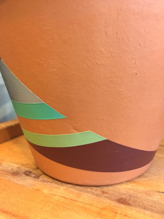 Hand Painted Boho Terra-Cotta Pots-Set of 3