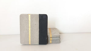 Black + Gold Concrete Coaster Set