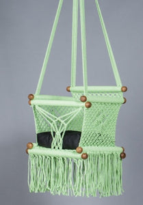 Levi Madero Macrame Swinging Baby Chair-Pistachio