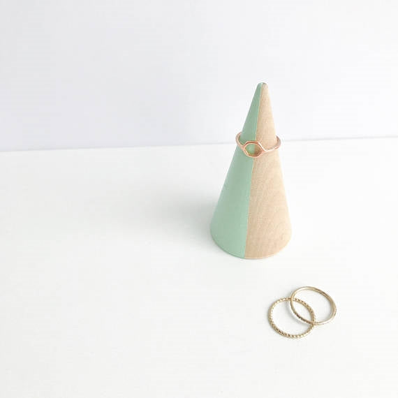 Mint Striped + Beechwood Ring Cone