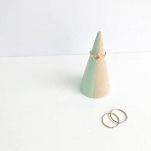 Mint Striped + Beechwood Ring Cone