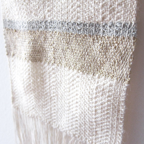 White Woven Wall Hanging + Branch
