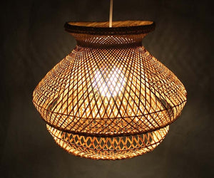 Woven Bamboo Double Shaded Pendant