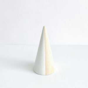 White Striped + Beechwood Ring Cone
