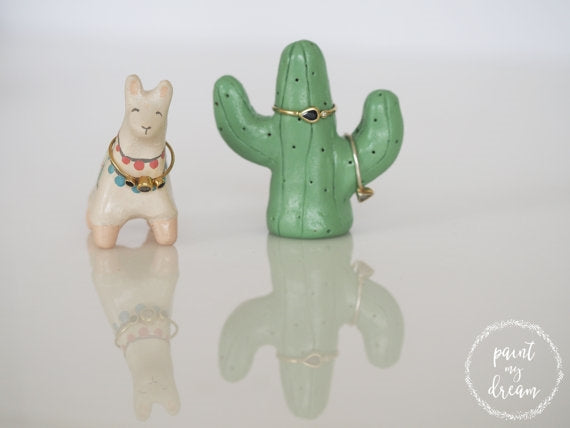 Llama + Cactus Ring Holder Set