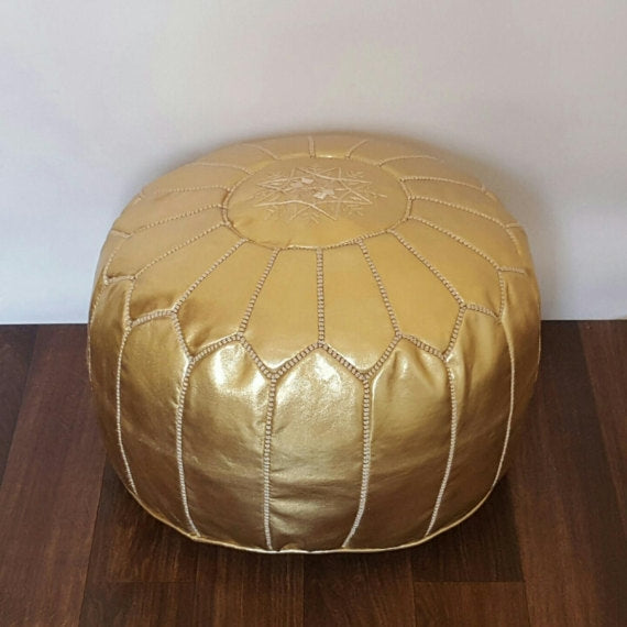 Golden Medina Leather Pouf