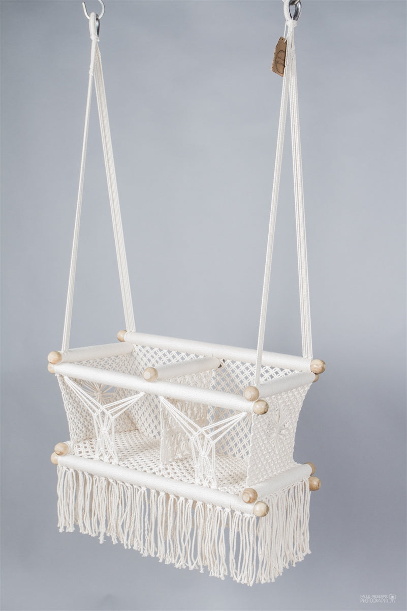 Cream Macrame Twin Baby Hanging Chair