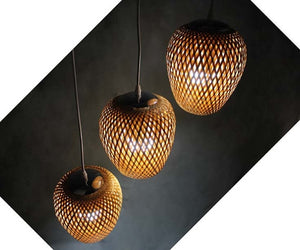 Topical Handwoven Bamboo Pendant Lights-Set of 3
