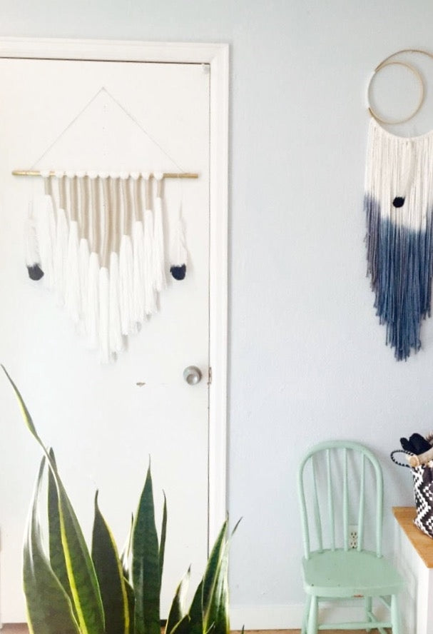 Dip Dyed Feather Wall Hanging