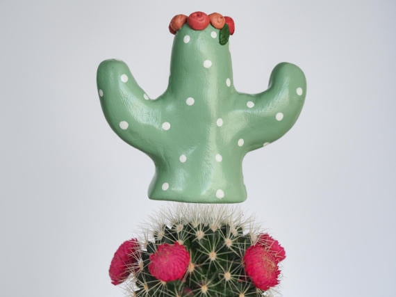 Pastel Polka Dots Cactus Ring Holder