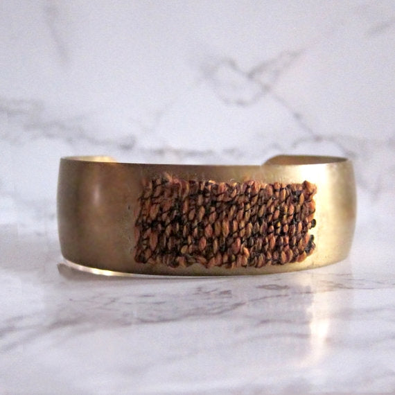 Bronze Textile Brass Cuff