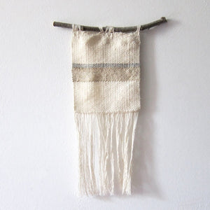 White Woven Wall Hanging + Branch