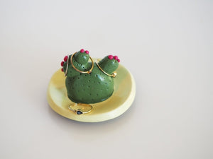 Olive Green Cactus Ring Holder Dish