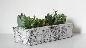Minimalist Marbled Rectangle Double Planter