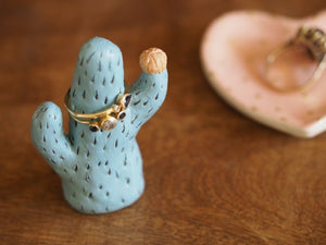 Patina Color Cactus Ring Holder