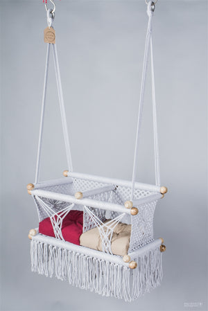 Grey Macrame Twin Baby Hanging Chair