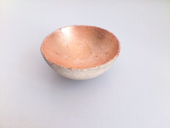 Concrete Gold Leaf Ring Dish