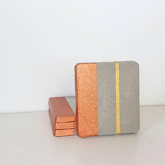 Copper + Gold Concrete Coaster Set