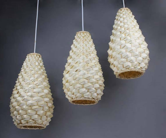 Pineapple Bamboo Basket Pendants-Set of 3