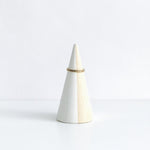 White Striped + Beechwood Ring Cone